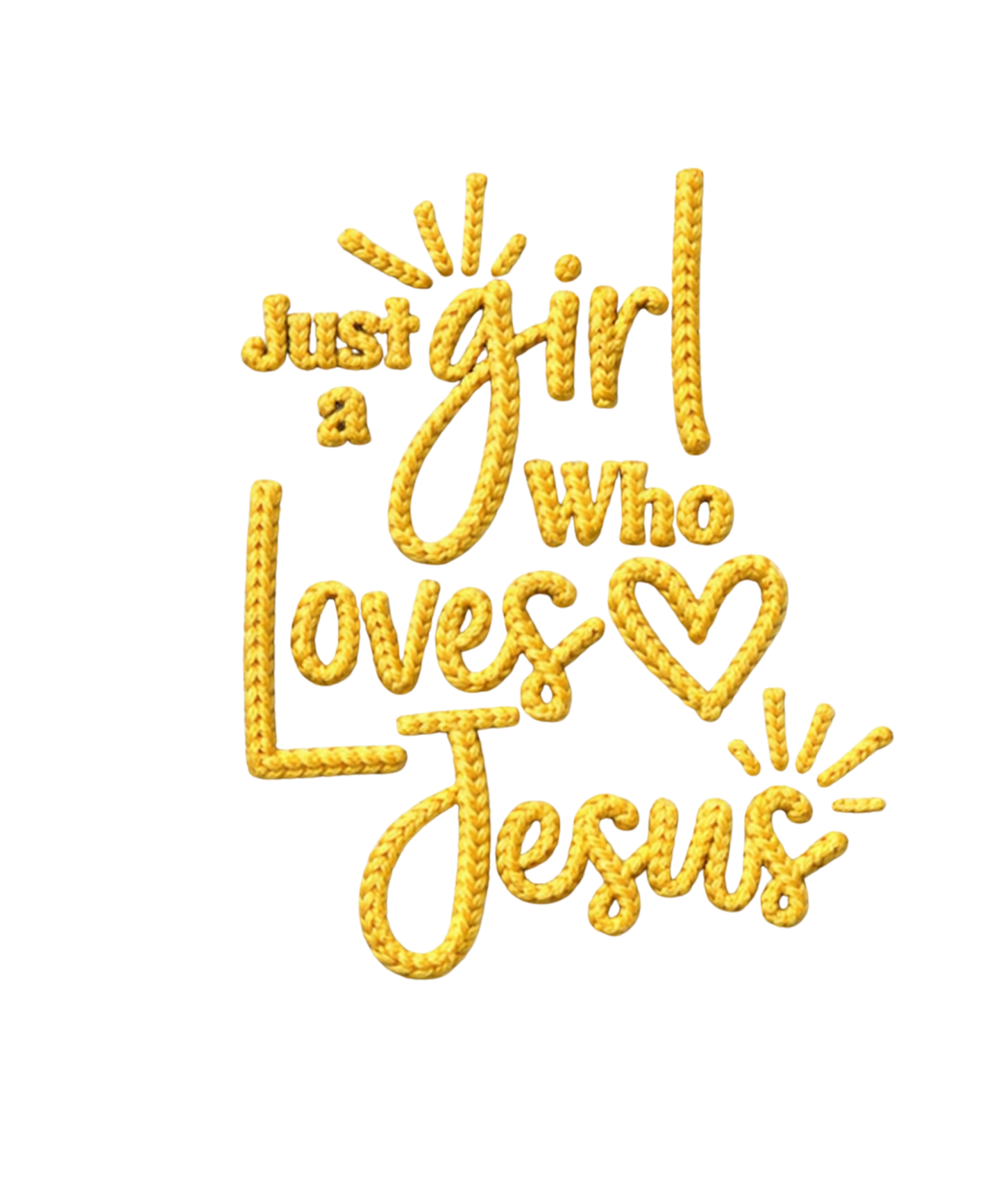 Faux Knit "Just a girl who loves Jesus" High Resolution PNG (DTF Ready)