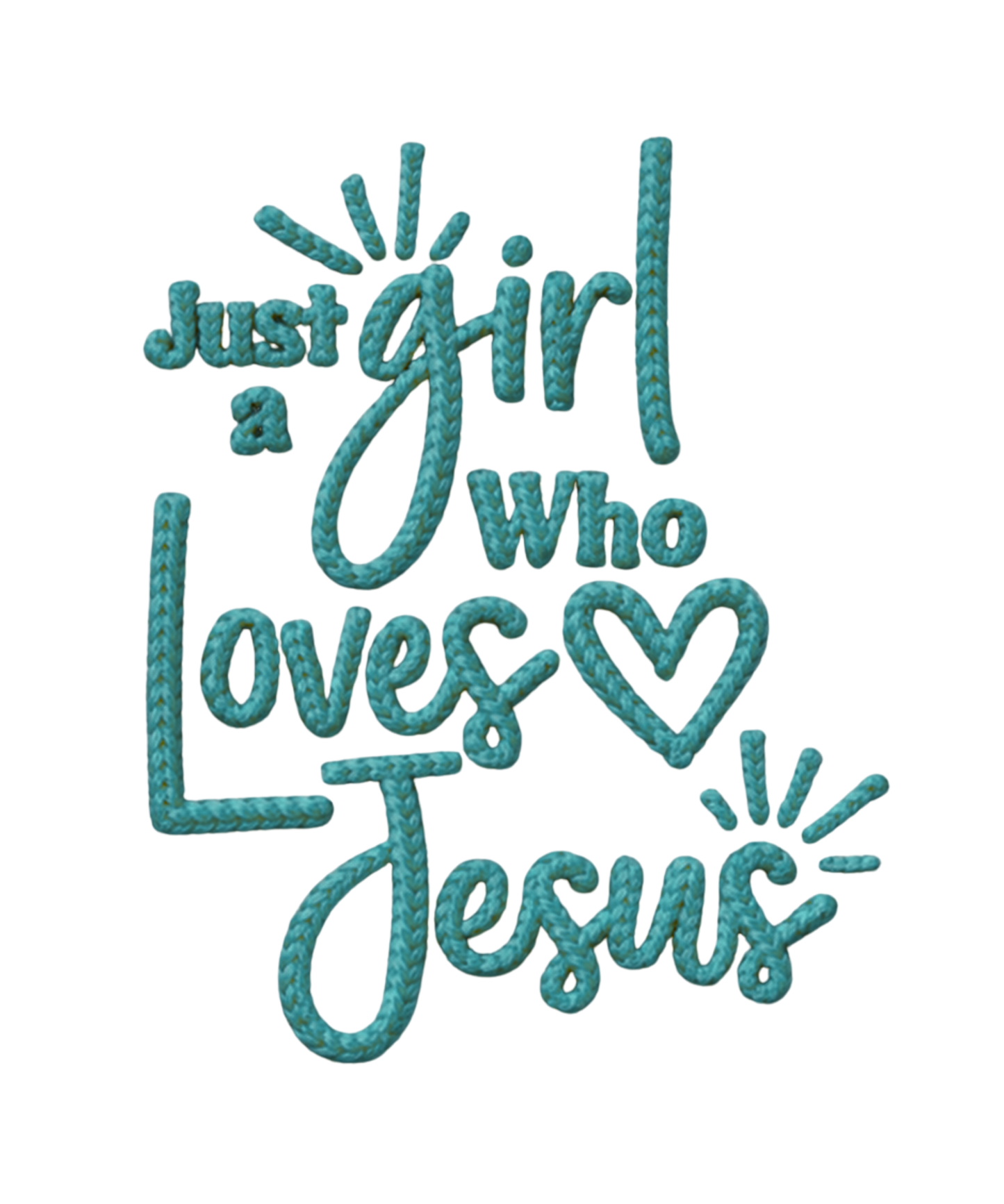 Faux Knit "Just a girl who loves Jesus" High Resolution PNG (DTF Ready)
