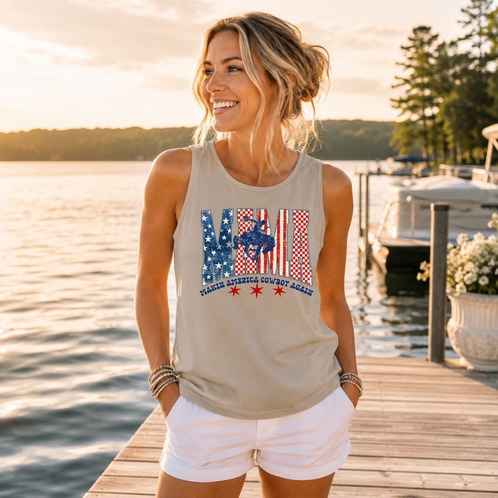 Patriotic Cowboy Mama Comfort Colors Tank