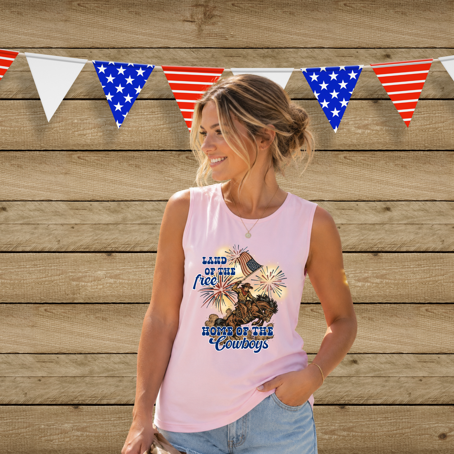 Land of the free, Home of the Cowboys Comfort Colors Tank