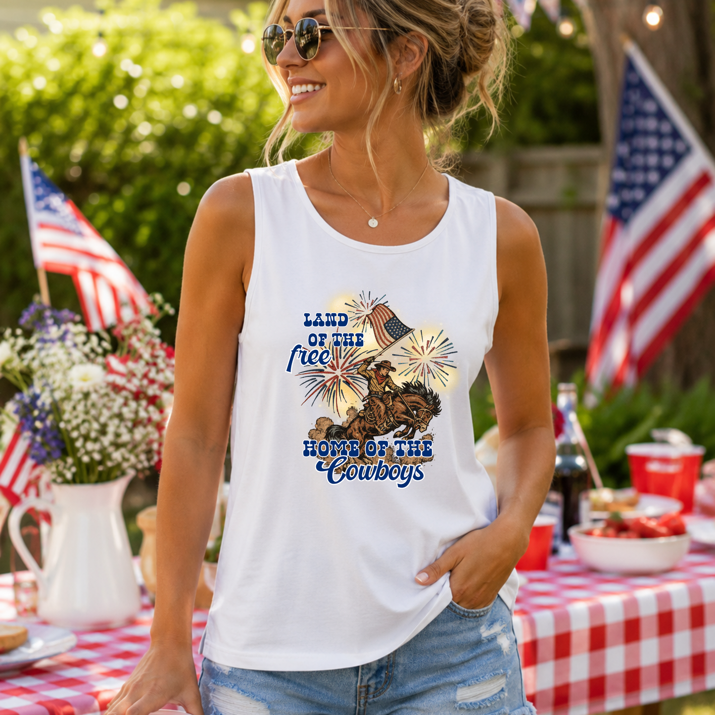 Land of the free, Home of the Cowboys Comfort Colors Tank