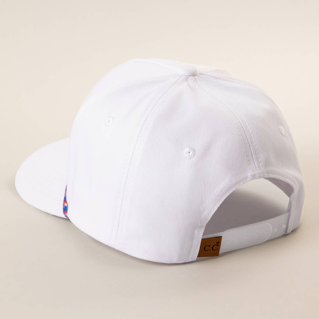 God's Country Embroidered USA Rope Trucker Hat: WHITE-ROYAL BLUE / ONE SIZE